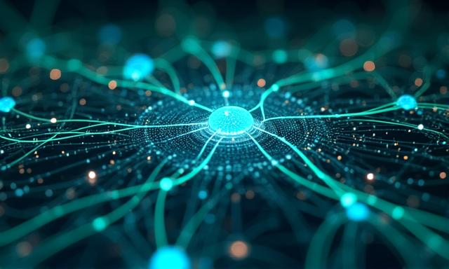 Futuristic digital connectivity and AI nodes
