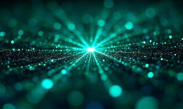 Abstract network of glowing data points and connections