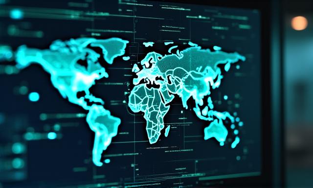 Global map with digital logistics network nodes