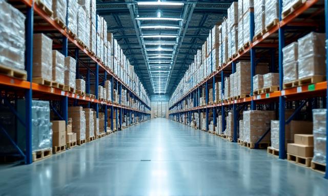 Warehouse with automated inventory management system