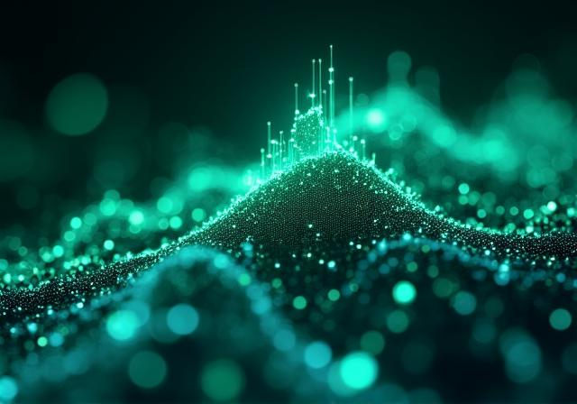Abstract visualization of data nodes and predictive forecasting curves